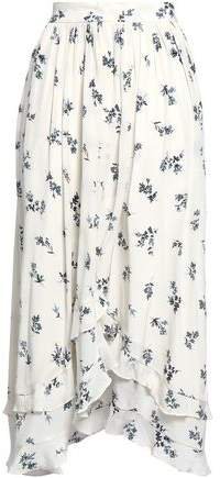 Floral-print Silk-crepe Midi Skirt