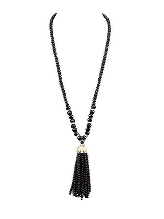 tassel black necklace and earrings - Google Search