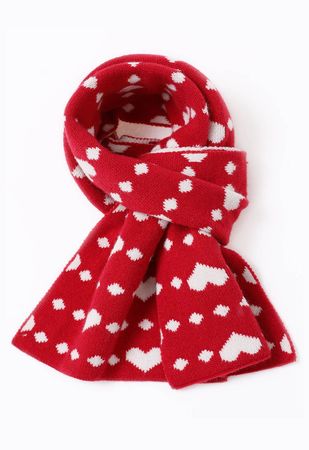 Sweet Little Heart Soft Knit Scarf in Red - Retro, Indie and Unique Fashion