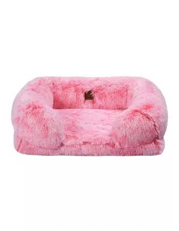 Charlies Shaggy Memory Foam Sofa Dog Bed With Bolster In Ombre Pink | MYER