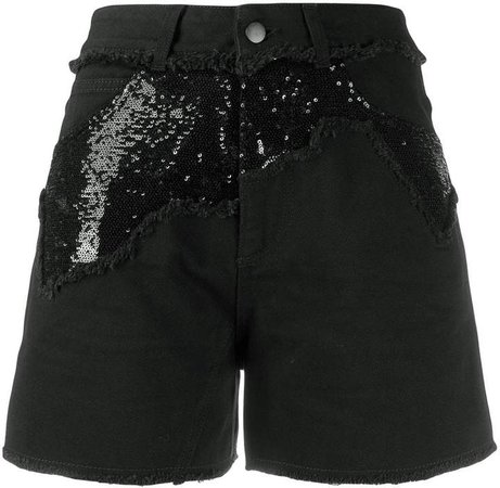 sequin embellished denim shorts