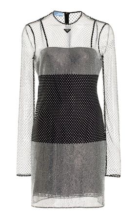 Crystal-Embellished Mesh Mini Dress By Prada | Moda Operandi