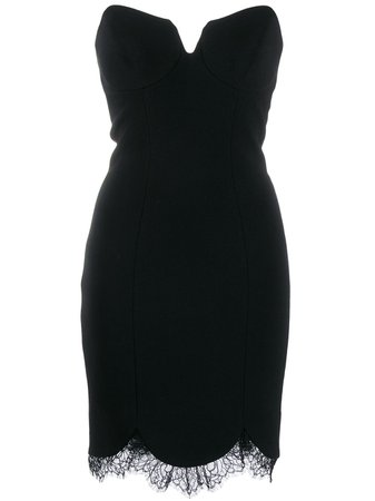 Black Just Cavalli Lace Hem Bandeau Mini Dress | Farfetch.com