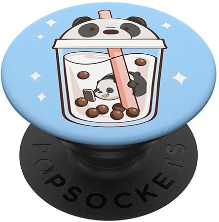 Amazon.com: Boba Tea Bubble Tea Milk Tea - Blue and Panda Bear PopSockets PopGrip: Swappable Grip for Phones & Tablets