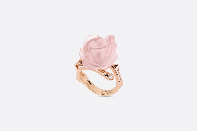 Rose Dior Pré Catelan ring pink gold and pink quartz