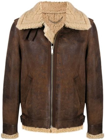 Golden Goose layered zip-up leather jacket - FARFETCH