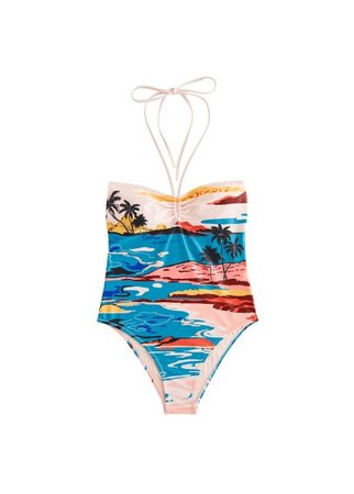 MANGO Tropical print swimsuit