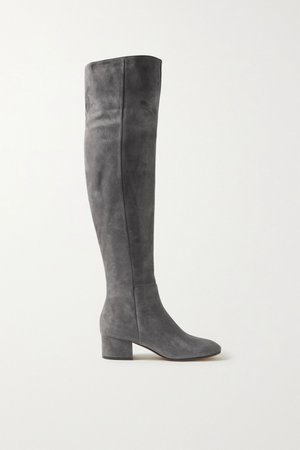 Gray 45 suede over-the-knee boots | Gianvito Rossi | NET-A-PORTER