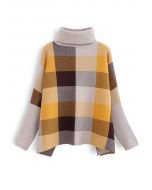 Lie in Check Fields Turtleneck Cape Sweater in Caramel - Retro, Indie and Unique Fashion