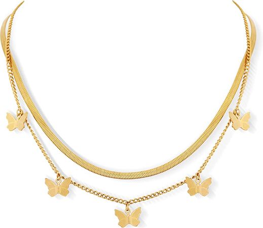 Amazon.com: OJERRY Dainty Simple Gold Layered Plated Butterfly Lariat Y Long Chain Choker Chokers Necklace Necklaces Fashion Jewelry Coolest Accessories Romantic Gifts for Women Trendy Teen Girls In Their Her 20s: Clothing, Shoes & Jewelry