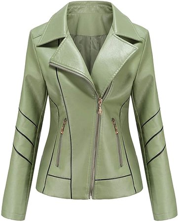 Amazon.com: Aunimeifly Womens Slim Leather Jacket Solid Color Long Sleeve Zip Jacket with Pockets: Clothing
