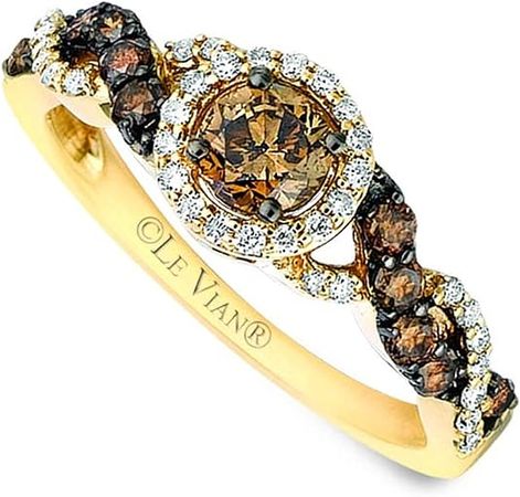 Amazon.com: 1/2 to 1 1/5 Carat White and Chocolate Diamond Round or Cushion Shaped Halo Ring for Women in 14k Yellow or Rose Gold (G-H/Fancy Brown, VS2-SI1, cttw) Promise Anniversary Ring Size 4 to 10.5 by LeVian : Clothing, Shoes & Jewelry