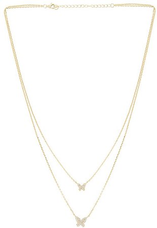The M Jewelers NY Double Pave Butterfly Necklace