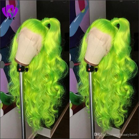 Natural Long Body Wave Free Part Apple Green Wig High Density Glueless Synthetic Lace Front Wigs For Women Party Makeup Cosplay Katy Perry Blue Wig Malaysian Full Lace Wigs From Newbeautyhair6, $56.09| DHgate.Com