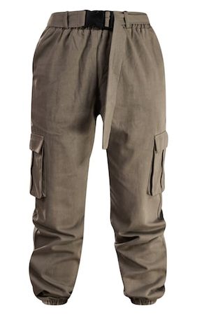 Khaki Buckle Detail Cargo Trouser | PrettyLittleThing USA
