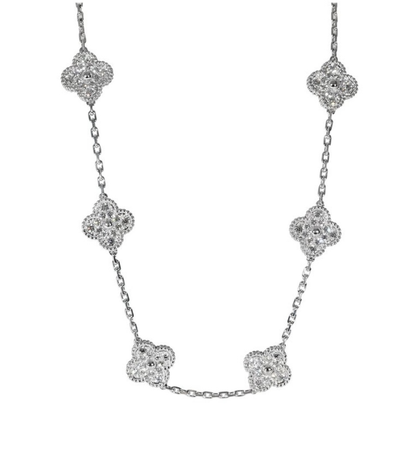 $55,440.00 𝐕𝐀𝐍 𝐂𝐋𝐄𝐄𝐅 & 𝐀𝐑𝐏𝐄𝐋𝐒 Vintage Alhambra Diamond Necklace In 18k White Gold 4.83 CTW.