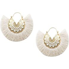 Amazon.com: Handmade Boho Colorful Tassel Drop Stud Earrings for Women | Cute Bohemian Fringe Dangle Statement Macrame Earrings for Women (Brown): Clothing, Shoes & Jewelry