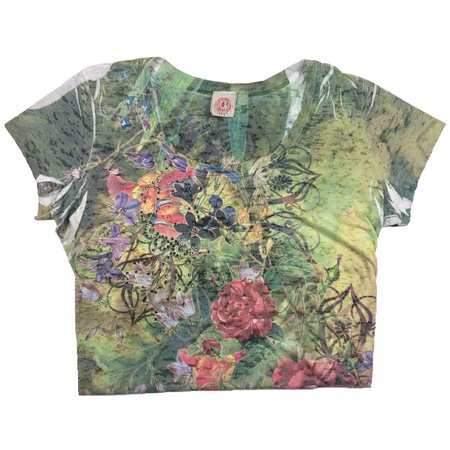 ed hardy style green floral all over print shirt