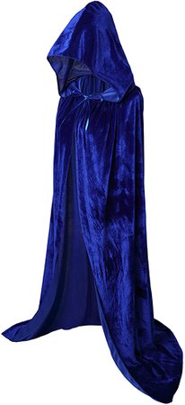 Amazon.com: VGLOOK Full Length Hooded Cloak Long Velvet Cape for Christmas Halloween Cosplay Costumes 59inch Blue: Clothing