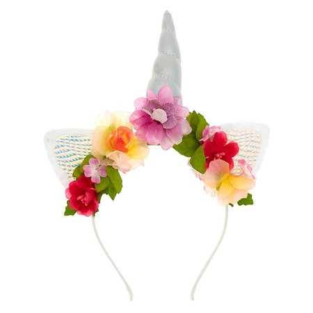 Holographic Unicorn Flower Cat Ear Headband