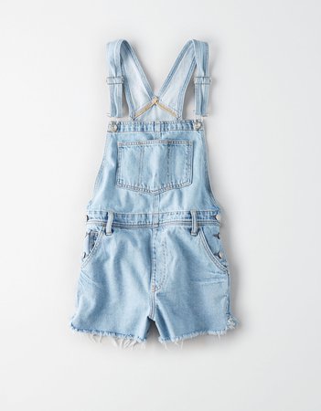 AE 90s Boyfriend Denim Short Overall, Light Wash | American Eagle Outfitters