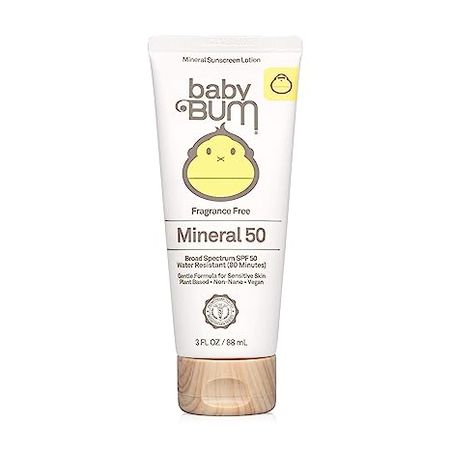 Baby Bum SPF 50 Sunscreen Lotion | Mineral UVA/UVB Face and Body Protection for Sensitive Skin | Fragrance Free | Travel Size | 3 FL OZ : Beauty & Personal Care
