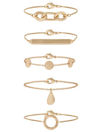 Disc and Bar Bracelet Multipack | Gold | One Size | 8841178100 | Accessorize