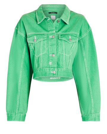 Ksubi Billie Cropped Denim Jacket in green | INTERMIX®