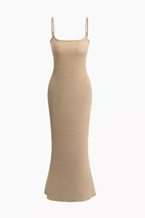 Solid Texture Slip Maxi Dress – Micas