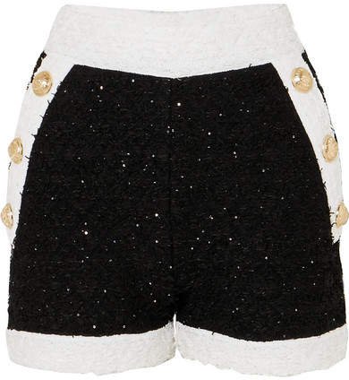 Embellished Tweed Shorts - Black