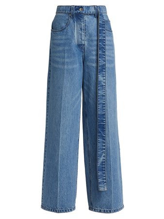 Shop Alexander Wang Raver High-Rise Belted Wide-Leg Jeans | Saks Fifth Avenue