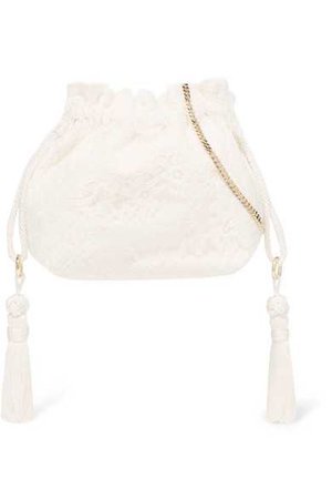 Etro | Tasseled lace and silk-jacquard bucket bag | NET-A-PORTER.COM