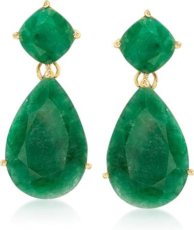 Amazon.com: Ross-Simons 19.20 ct. t.w. Emerald Drop Earrings in 18kt Gold Over Sterling: Clothing, Shoes & Jewelry