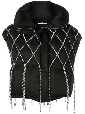 Shop AREA crystal-embellished puffer jacket with Express Delivery - FARFETCH