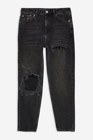 Washed Black Willow Rip Mom Jeans | Topshop