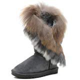 Amazon.com | APHNUS Womens Mid Calf Boots Cow Leather Fur Snow Boots | Snow Boots