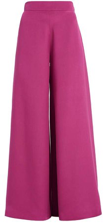 WtR - Flore Pink Silk Flared Wide Leg Trousers