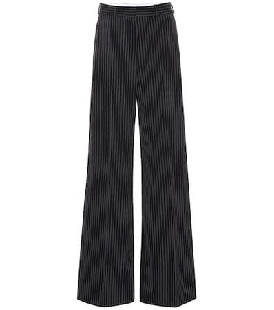 Striped high-rise flared wool pants
