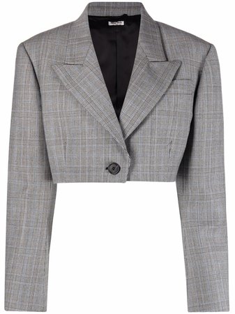 Shop Miu Miu prince of wales-check cropped blazer with Express Delivery - FARFETCH