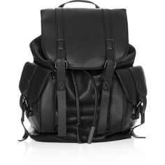 TOPSHOP Grainy Faux Leather Pocket Backpack (3.830 RUB) ❤ liked on Polyvore featuring bags, backpacks, backpack, black, backpack bags, faux-leather bags, vegan bags, vegan leather backpack and fake leather backpack