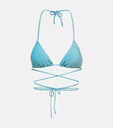 Miami Lurex Triangle Bikini Top in Blue - Reina Olga | Mytheresa
