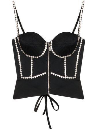 AREA crystal-embellished corset top black RE21T09052 - Farfetch