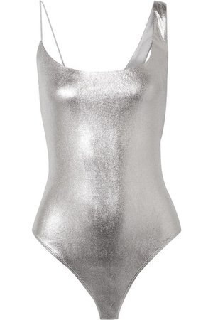 Alix NYC | Gracie asymmetric metallic stretch-modal thong bodysuit | NET-A-PORTER.COM