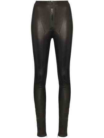 Black Off-White High-waisted Leather Leggings | Farfetch.com