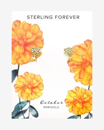 Sterling Forever October Birth Flower Stud Earrings