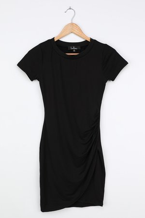 Black Bodycon Dress - Short Sleeve Dress - Cute Mini Dress