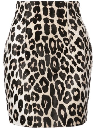 Brown 16Arlington Leopard Print Leather Skirt | Farfetch.com