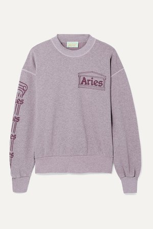 Aries | Column printed mélange cotton-jersey sweatshirt | NET-A-PORTER.COM