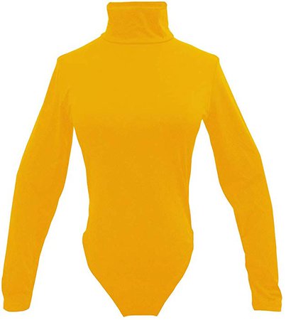 Amazon.com: SlowTime Sexy Stretchy Turtleneck Long Sleeve Bodysuits Basic Bodycon Leotard Bodysuit for Women, High-neck Yellow, Large: Clothing