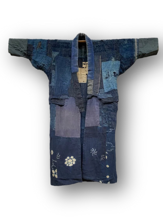 denim cotton Japanese robe Boro, Noragi, Kimono, Multi repair, Items from the Taisho period to the early Showa period